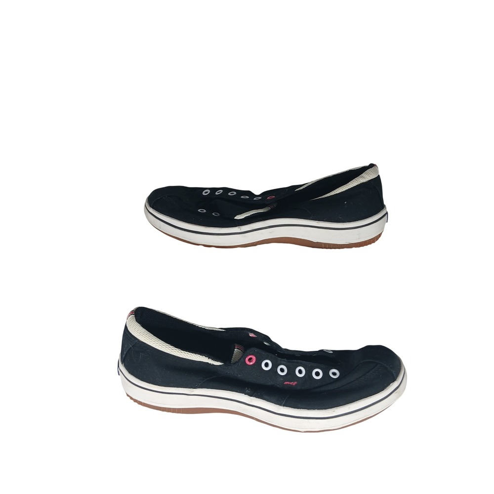 Keds WF37732 Slip On Canvas Sneaker 8.5 Black White Laceless Casual Preppy